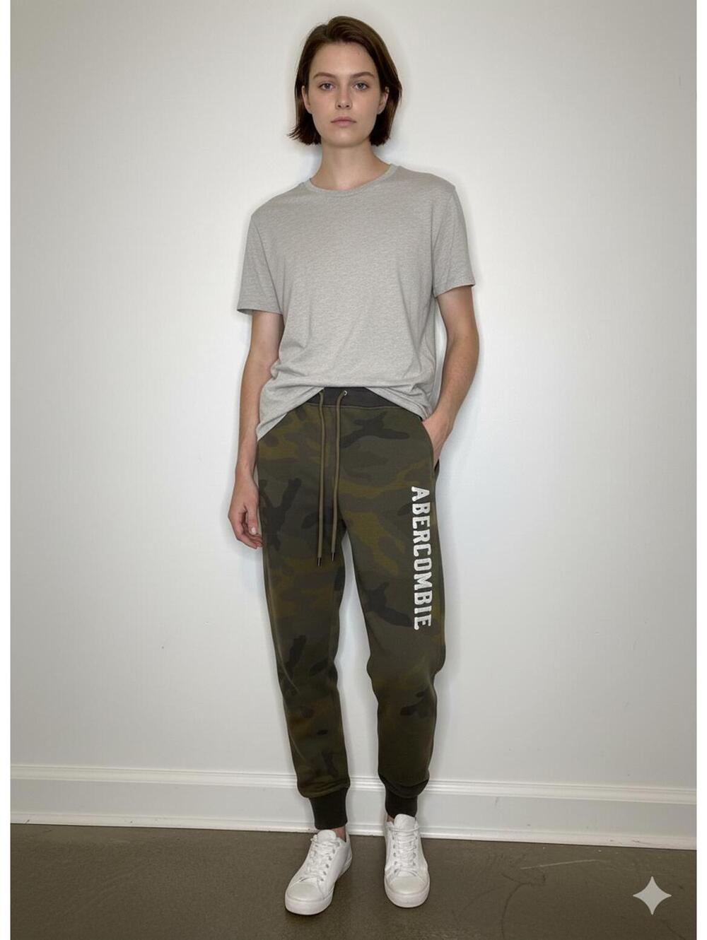 ABERCROMBIE & FITCH  - Camo Logo Joggers Green Camouflage Sweatpants - Size M
